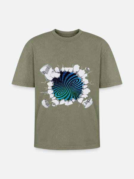 Matrix wirbelstrom bricht aus - Oversized Unisex Premium Acid-Washed T-Shirt - Grün Acid Wash