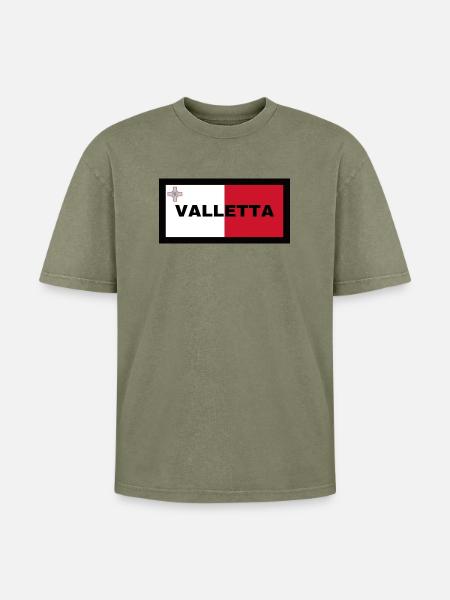 La Valette à Malte Drapeau - T-shirt Premium unisexe oversize acid-washed - vert délavé acide