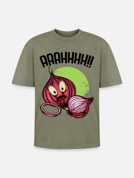 Onion chaos neon illustration - Oversized Unisex Premium Acid-Washed T-Shirt - acid washed green