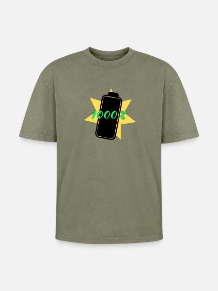 1000% energy - Oversized Unisex Premium Acid-Washed T-Shirt - acid washed green