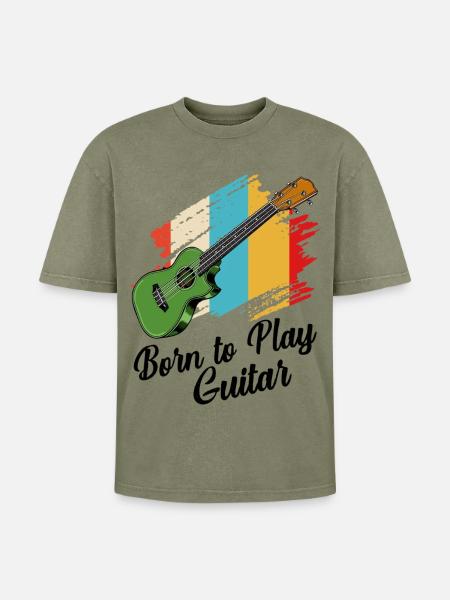 Gitarre - Oversized Unisex Premium Acid-Washed T-Shirt - Grün Acid Wash