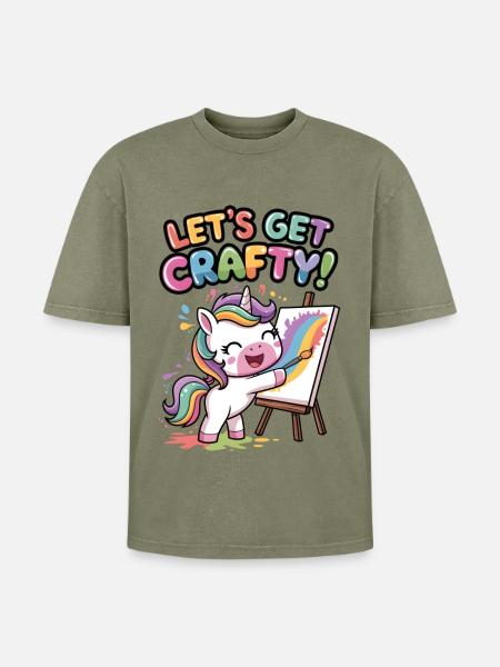 Lass uns kreativ werden! - Oversized Unisex Premium Acid-Washed T-Shirt - Grün Acid Wash