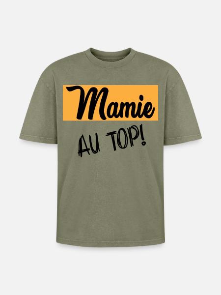 MAMIE - T-shirt Premium unisexe oversize acid-washed - vert délavé acide