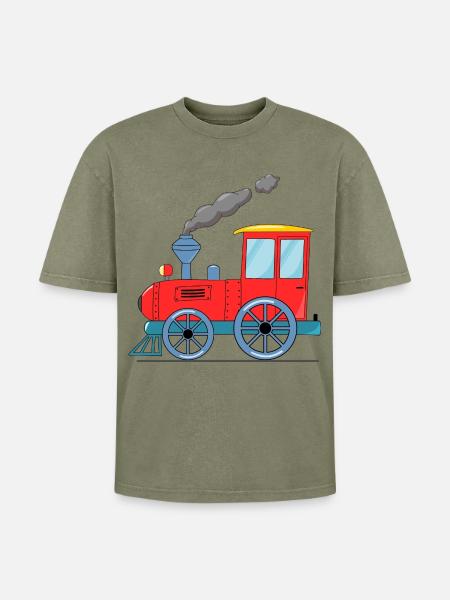 Children's train railway red - Oversized Unisex Premium Acid-Washed T-Shirt - acid washed green