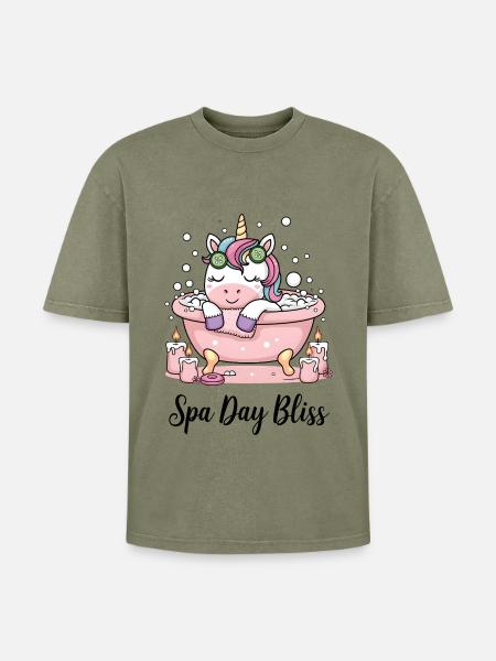 Spa Day Bliss. - Oversized Unisex Premium Acid-Washed T-Shirt - acid washed green