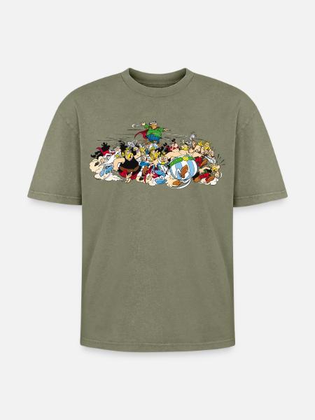 Astérix - Attaque! - T-shirt Premium unisexe oversize acid-washed - vert délavé acide