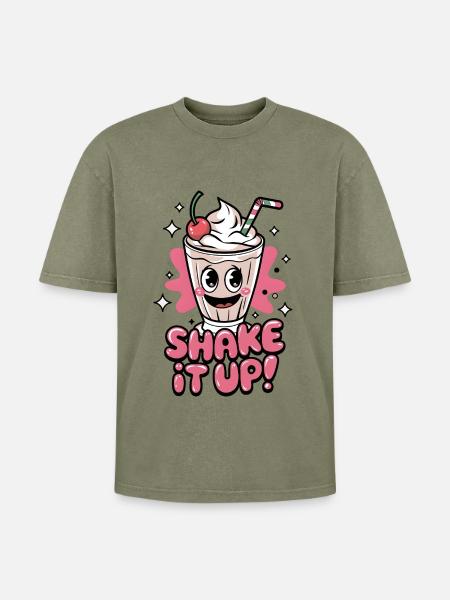 Shake It Up - Oversized Unisex Premium Acid-Washed T-Shirt - acid washed green