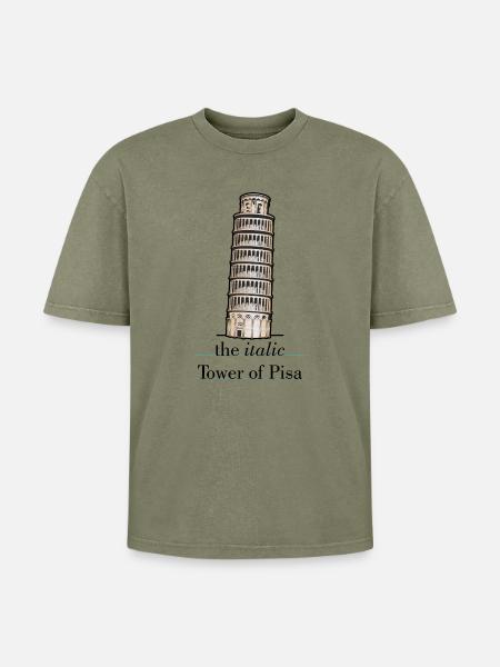 the italic Tower - Oversized Unisex Premium Acid-Washed T-Shirt - Grün Acid Wash