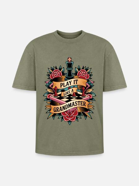 Play It Like A Grandmaster - Oversized Unisex Premium Acid-Washed T-Shirt - acid washed green