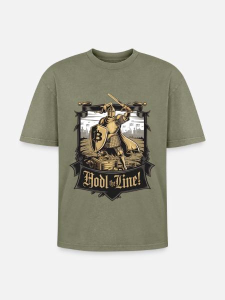 Hodl The Line! - Oversized Unisex Premium Acid-Washed T-Shirt - acid washed green