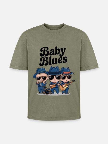 Baby Blues - T-shirt Premium unisexe oversize acid-washed - vert délavé acide