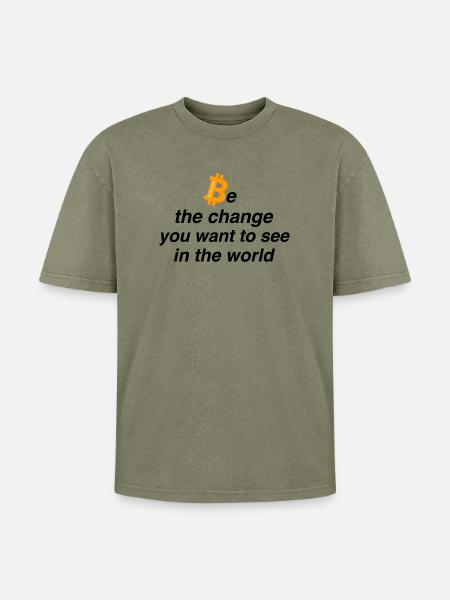 Be the change - Oversized Unisex Premium Acid-Washed T-Shirt - Grün Acid Wash