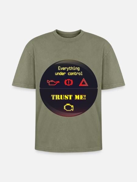 Under Control Trust Me - Oversized Unisex Premium Acid-Washed T-Shirt - Grün Acid Wash