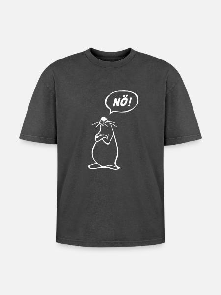 NÖ Maus - Oversized Unisex Premium Acid-Washed T-Shirt - Schwarz Acid Wash