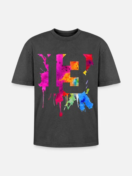 13 ANS 13E ANNIVERSAIRE - T-shirt Premium unisexe oversize acid-washed - noir délavé acide