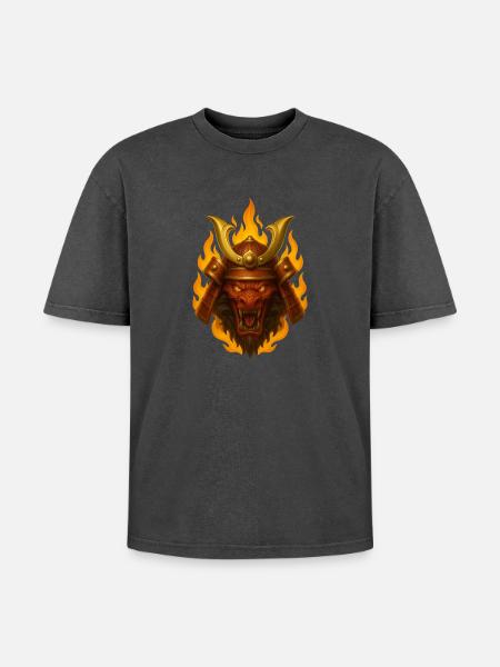 EMBER RONIN - Oversized Unisex Premium Acid-Washed T-Shirt - acid washed black