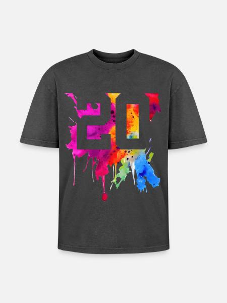 20 ANS 20 ANNIVERSAIRE - T-shirt Premium unisexe oversize acid-washed - noir délavé acide