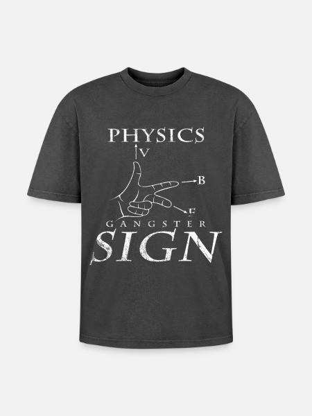 Physiker - Oversized Unisex Premium Acid-Washed T-Shirt - Schwarz Acid Wash