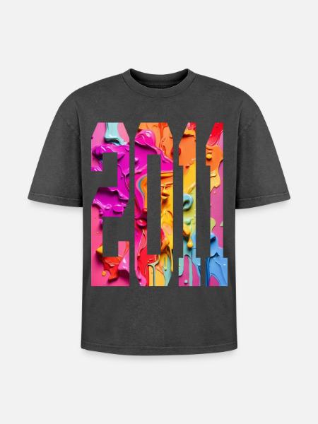 BUNT 15TH BIRTHDAY 2011 - Oversized Unisex Premium Acid-Washed T-Shirt - acid washed black