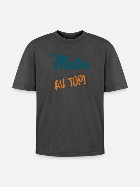 MAITRE - T-shirt Premium unisexe oversize acid-washed - noir délavé acide