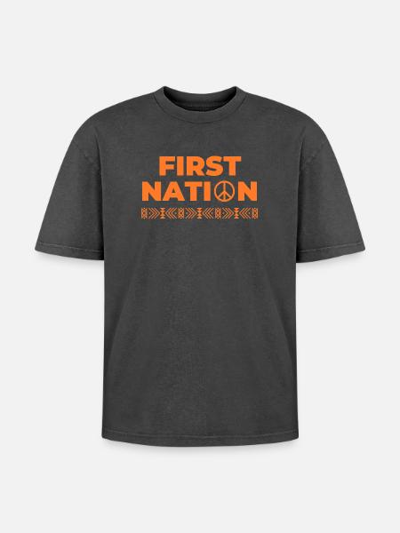 first nation indigenous USA - Oversized Unisex Premium Acid-Washed T-Shirt - acid washed black