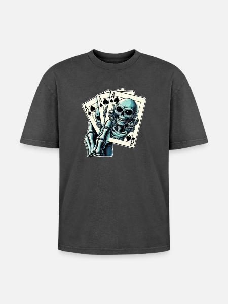 Jeu de cartes Alien - T-shirt Premium unisexe oversize acid-washed - noir délavé acide