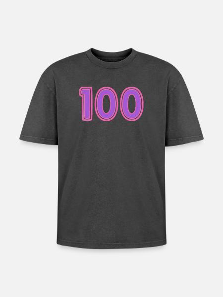 100. 100 YEARS. 100th ANNIVERSARY - Oversized Unisex Premium Acid-Washed T-Shirt - acid washed black