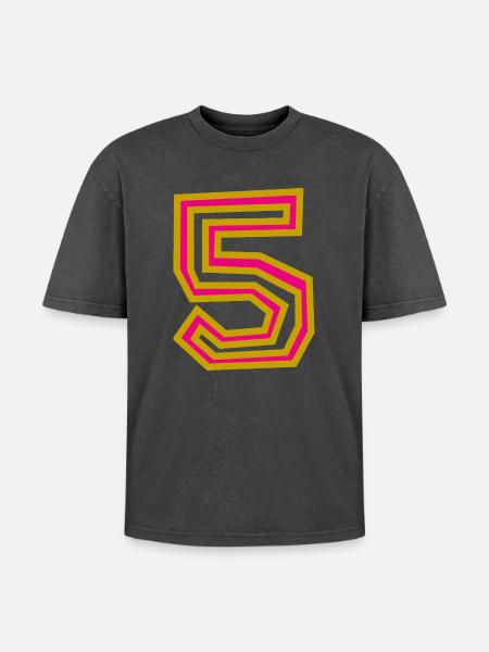 5. 5 YEARS. 5th ANNIVERSARY - Oversized Unisex Premium Acid-Washed T-Shirt - acid washed black