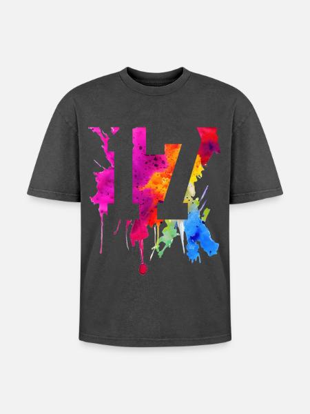 17 YEARS 17TH BIRTHDAY - Oversized Unisex Premium Acid-Washed T-Shirt - acid washed black