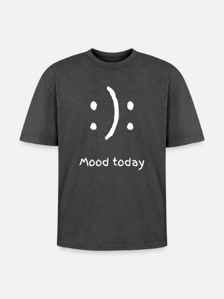 mood today - Oversized Unisex Premium Acid-Washed T-Shirt - acid washed black