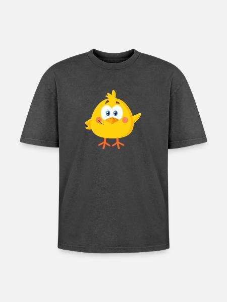Little chick - Oversized Unisex Premium Acid-Washed T-Shirt - acid washed black