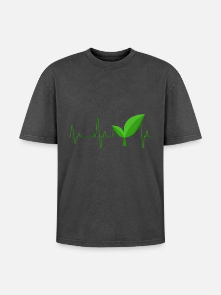 Vegan - Oversized Unisex Premium Acid-Washed T-Shirt - Schwarz Acid Wash