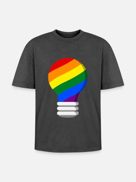 Gay Pride - Oversized Unisex Premium Acid-Washed T-Shirt - acid washed black