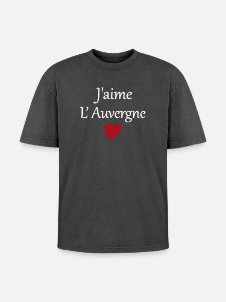 J'aime l'auvergne - T-shirt Premium unisexe oversize acid-washed - noir délavé acide