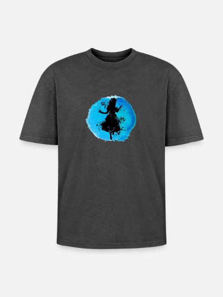 Alice in Underground - Oversized Unisex Premium Acid-Washed T-Shirt - acid washed black