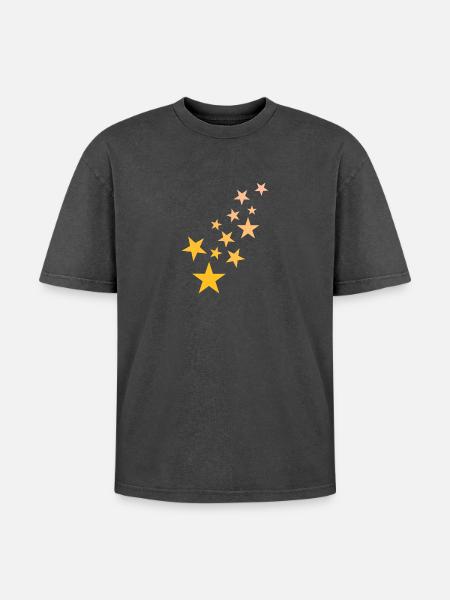 Star asterisk pattern starry sky - Oversized Unisex Premium Acid-Washed T-Shirt - acid washed black