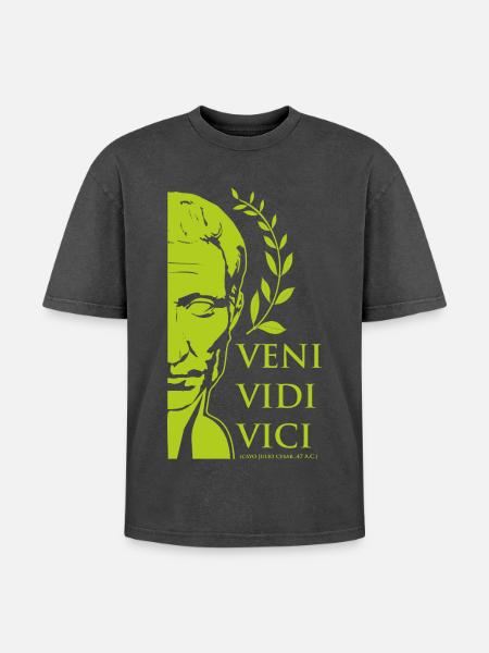 César vert - T-shirt Premium unisexe oversize acid-washed - noir délavé acide