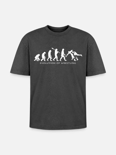 Wrestling - Oversized Unisex Premium Acid-Washed T-Shirt - acid washed black