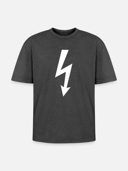 Blitz Logo - Oversized Unisex Premium Acid-Washed T-Shirt - Schwarz Acid Wash