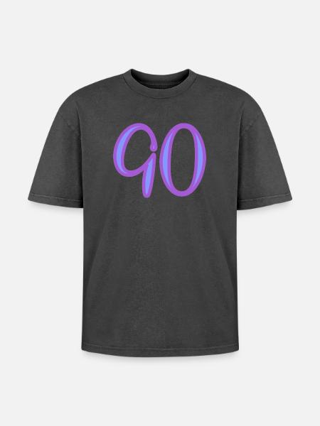 90 - Oversized Unisex Premium Acid-Washed T-Shirt - acid washed black