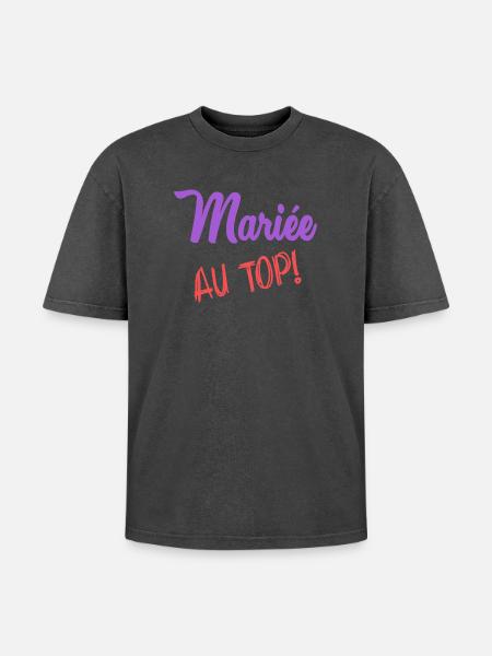 MARIEE - T-shirt Premium unisexe oversize acid-washed - noir délavé acide