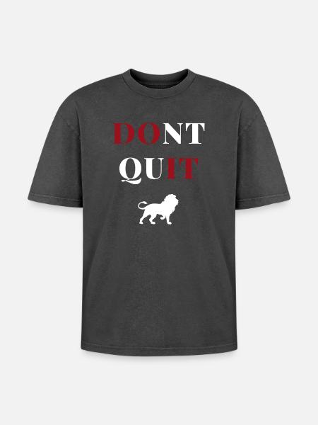 don't quit lion heart - Oversized Unisex Premium Acid-Washed T-Shirt - acid washed black