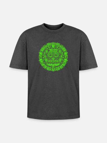 Techno Music Logo - Oversized Unisex Premium Acid-Washed T-Shirt - acid washed black