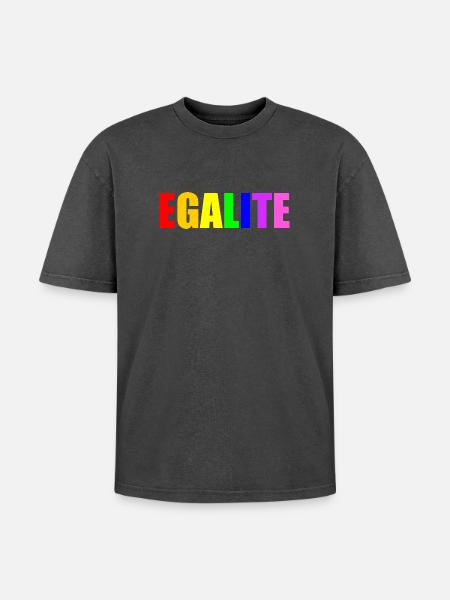 Equality - Oversized Unisex Premium Acid-Washed T-Shirt - acid washed black