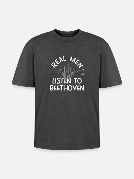 Beethoven - T-shirt Premium unisexe oversize acid-washed - noir délavé acide