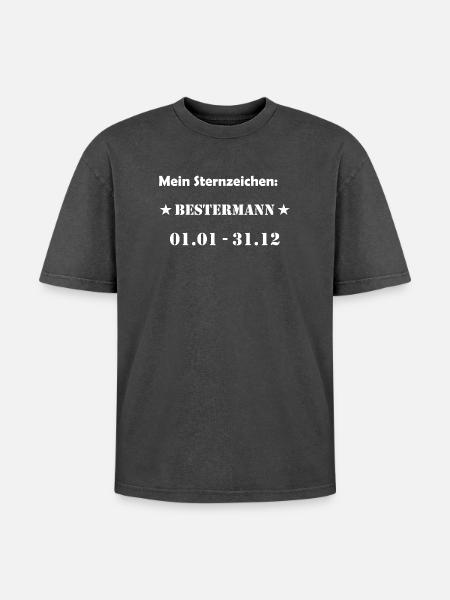 Bester Mann Wassermann Sternzeichen - Oversized Unisex Premium Acid-Washed T-Shirt - Schwarz Acid Wash