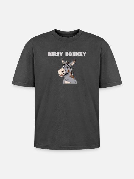 DIRTY DONKEY - Oversized Unisex Premium Acid-Washed T-Shirt - acid washed black