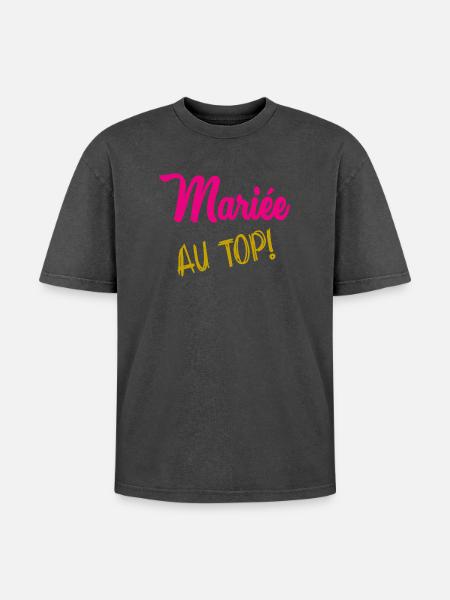 I CAN'T I'M MARRIED - Oversized Unisex Premium Acid-Washed T-Shirt - acid washed black