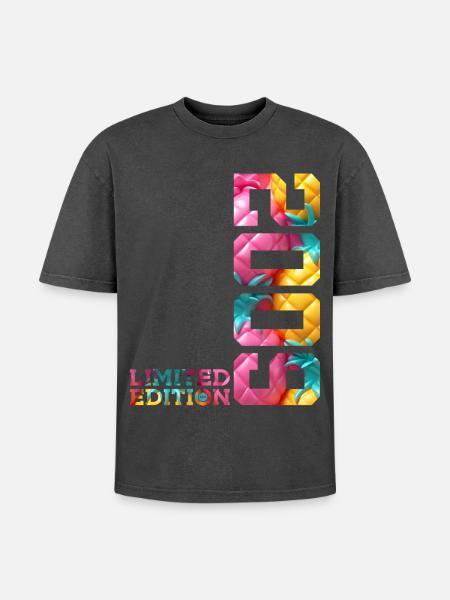17TH BIRTHDAY LIMITED EDITION 2009 - Oversized Unisex Premium Acid-Washed T-Shirt - acid washed black