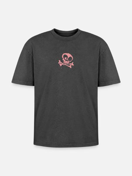 bone - Oversized Unisex Premium Acid-Washed T-Shirt - Schwarz Acid Wash